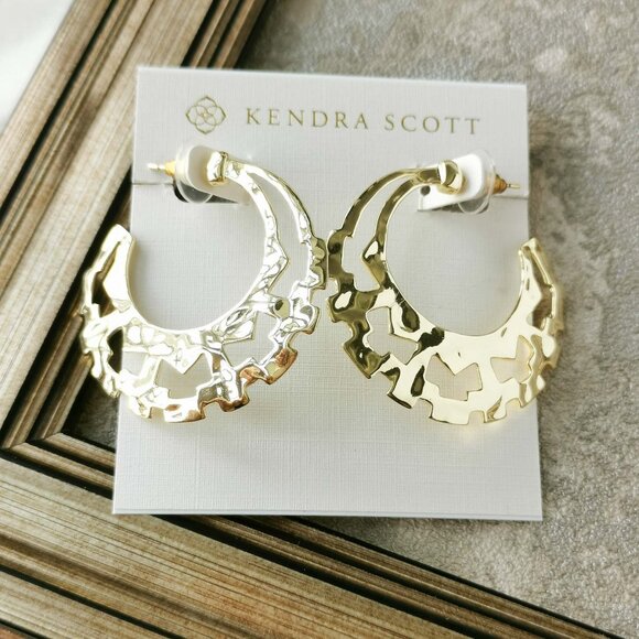 Kendra Scott Shiva Gold Hoop Earrings Jewelry - Picture 1 of 3